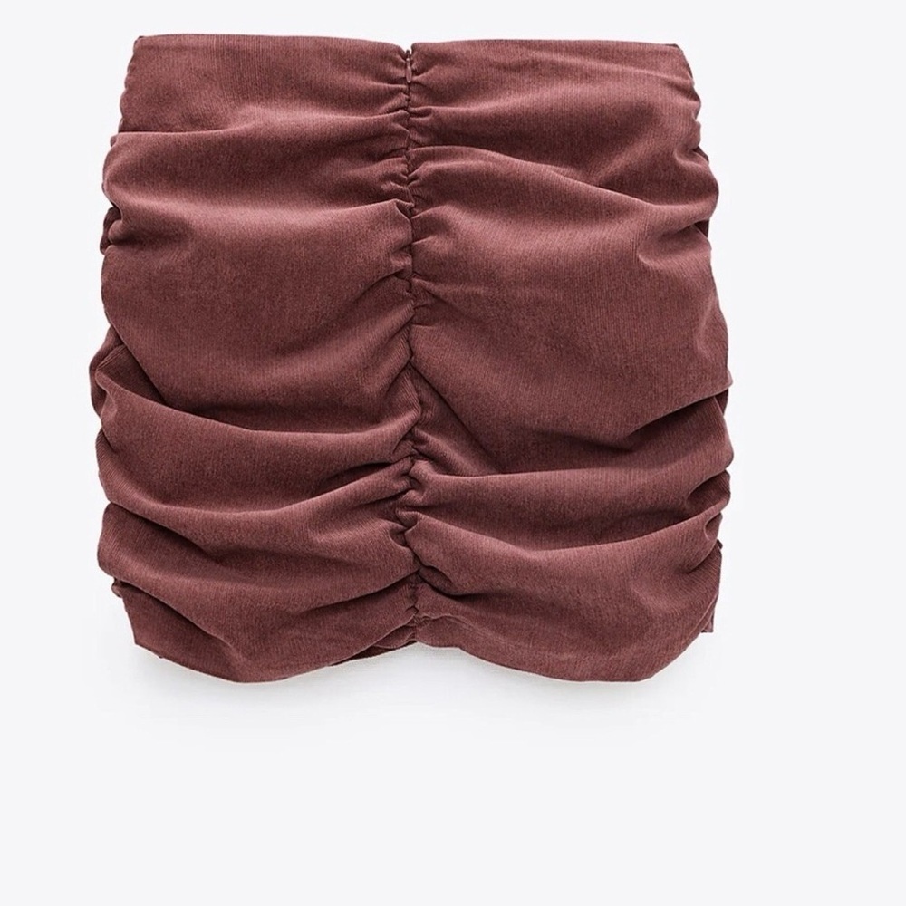 ZARA | Draped Ruched Corduroy Mini Skirt